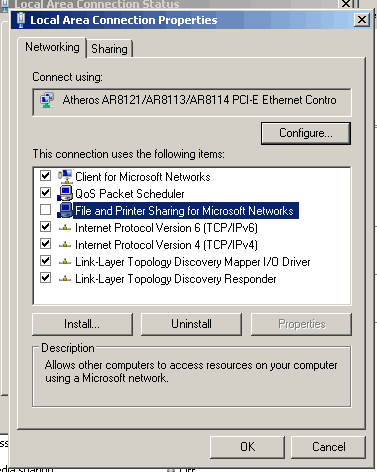 File and Printer Sharing for Microsoft Networks
