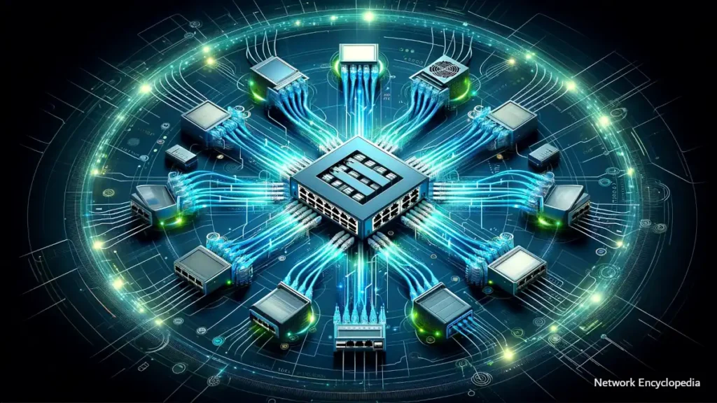 The concept of full-duplex Ethernet symbolizing the advanced technology of simultaneous data transmission in modern networking.