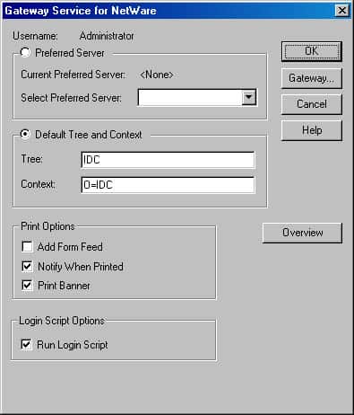 Gateway Service for NetWare (GSNW)