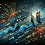 Half-Duplex Communication: This image, which incorporates network devices and infographics elements set against a digital-themed background, visually conveys the foundational principles of half-duplex communication.