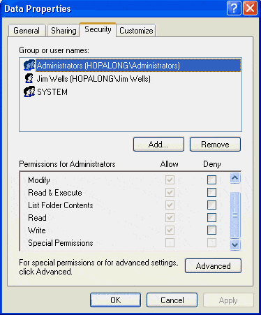 NTFS special permissions (Windows NT)