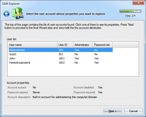 SAM Database explorer