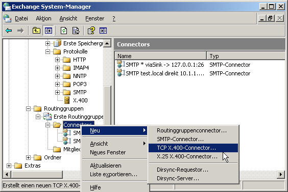Exchange System Manager - X.400-Connector
