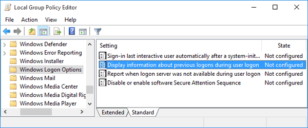 User interactive logon options