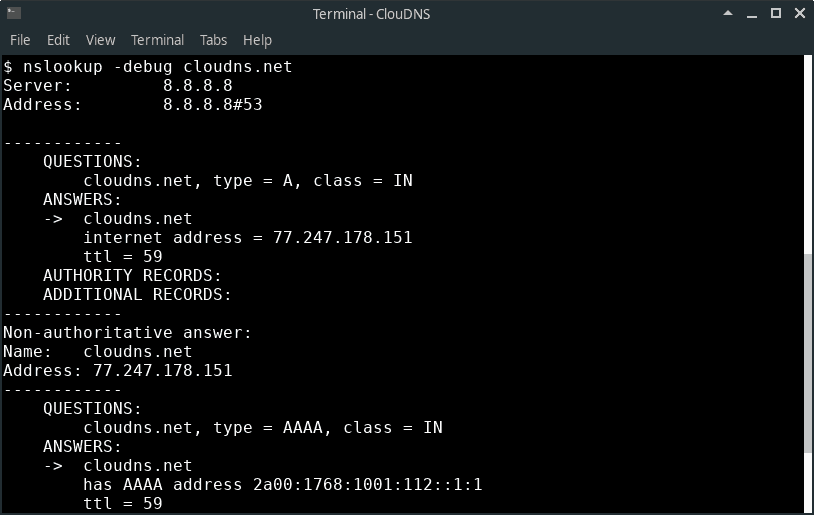nslookup command