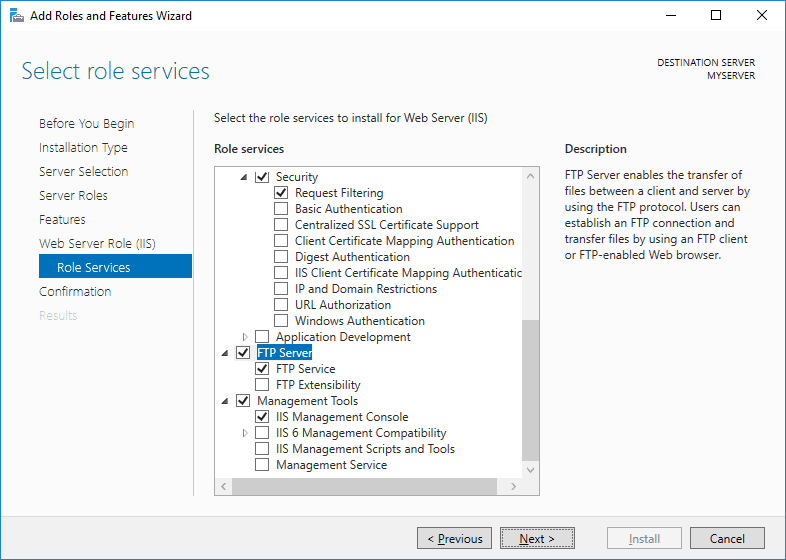 FTP Service (Adding Role Services)