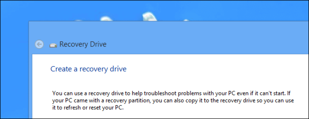 Emergency Repair Disk / Recovery Drive