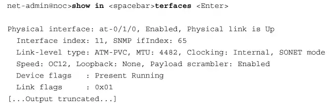 show interfaces prompt command on a Juniper's Router
