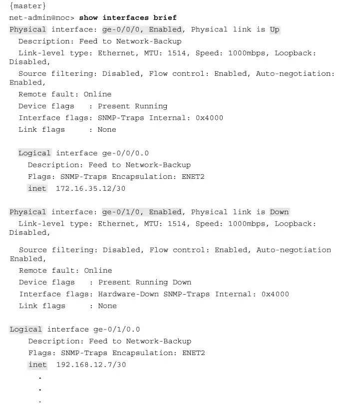 show interfaces brief (JUNOS Command)
