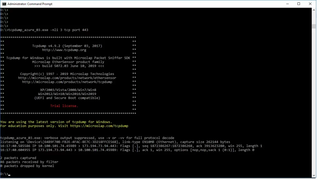 TCPdump for Windows