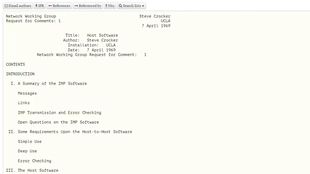 The First Request for Comments or RFC 1