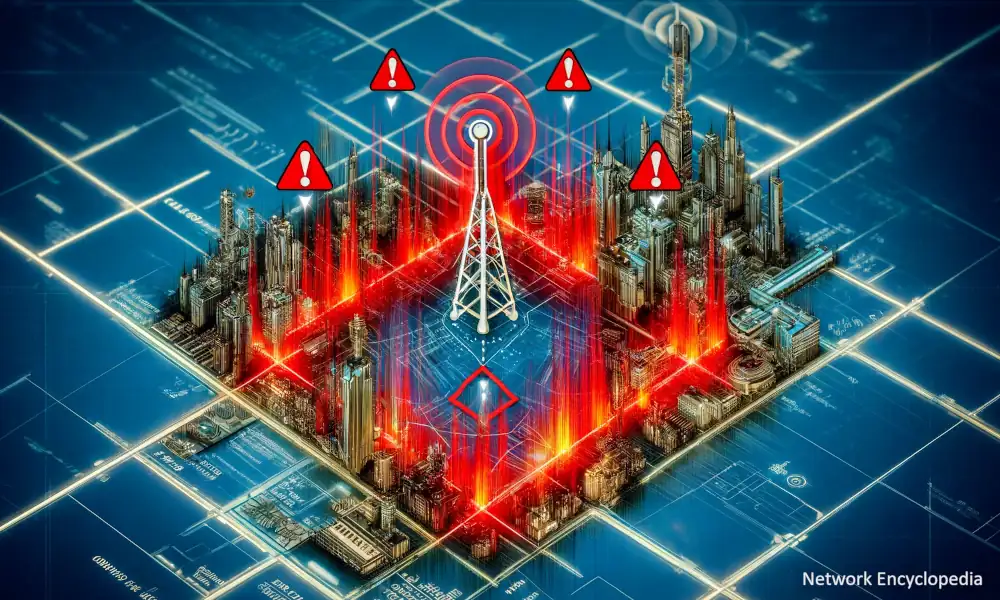 Coverage Gaps in LTE: the image visualizes the challenge of coverage gaps within LTE networks, highlighting areas with weak or no signals.