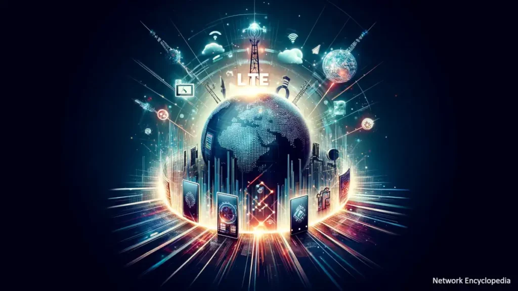 Long Term Evolution: a futuristic and engaging visual that symbolizes the global and transformative nature of LTE technology.